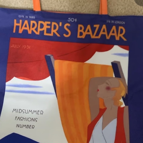 Bold Blue & Orange Harper’s Bazar Retro Magazine Cover Tote Bag by Estée Lauder - Picture 8 of 11